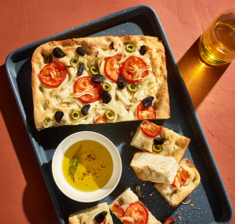Tomato, Onion, and Black Garlic Focaccia Tomato, Onion, and Black Garlic Focaccia