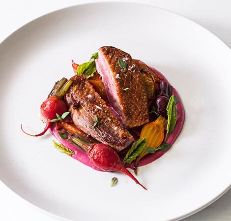 Duck Breast with Root Vegetables and Beetroot Puree Duck Breast with Root Vegetables 470x449 .jpg