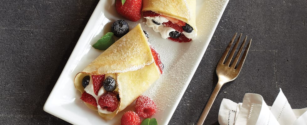 Crepes filled with berries