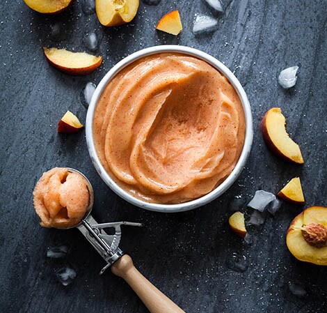 Peach Sorbet scooped peach sorbet