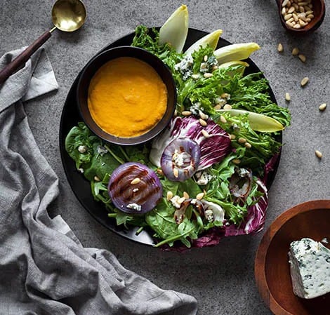 Winter Greens with Roasted Vegetable Vinaigrette Recipe