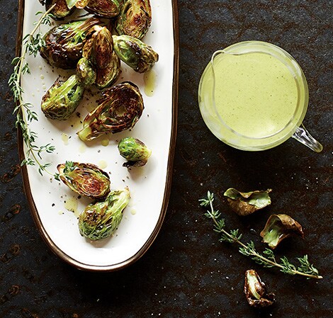 Roasted Brussels Sprouts with Lemon Thyme Dipping Sauce Recipe